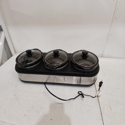 CULINARY CHEF TRIPLE SLOW COOKER - 2.5L (X3) - STAINLESS STEEL/BLACK (MODEL: CCSC3105-SS) image 6