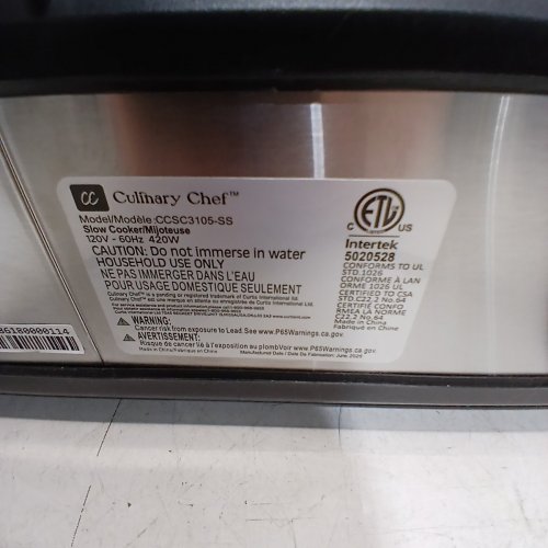 CULINARY CHEF TRIPLE SLOW COOKER - 2.5L (X3) - STAINLESS STEEL/BLACK (MODEL: CCSC3105-SS) image 7