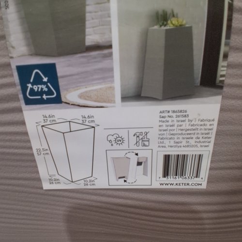 KETER WAVE TALL PLANTER POT - 22.5" - LIGHT GREY (MODEL: 1865826) image 2