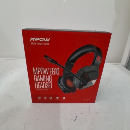 MPOW EG10 WIRED GAMING HEADSET WITH SURROUND SOUND - IN-LINE VOLUME & MIC CONTROL - LIGHT UP - BLACK/RED (MODEL: BH414A) image 3