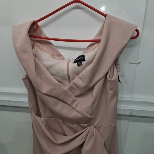 WOMEN'S XSCAPE SCUBA OFF-THE-SHOULDER DRESS WITH RUFFLE SIZE 6 (PETITE) - BLUSH image 3