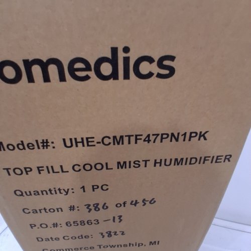 HOMEDICS ULTRASONIC TOP FILL COOL MIST HUMIDIFIER - GREY (MODEL: UHE-CMTF47PN1PK) image 2