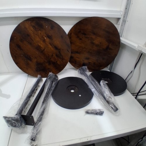 2PC YATINEY ROUND COUNTER HEIGHT BAR TABLES - 22" X 39" - RUSTIC BROWN/BLACK (MODEL: BT05L2BRY1) image 2