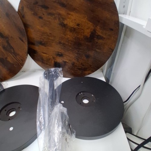 2PC YATINEY ROUND COUNTER HEIGHT BAR TABLES - 22" X 39" - RUSTIC BROWN/BLACK (MODEL: BT05L2BRY1) image 5