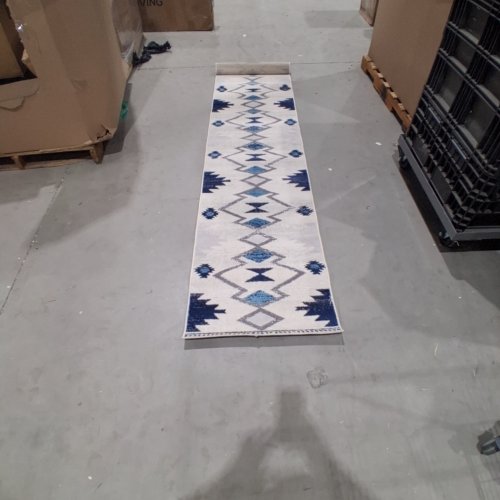 RUG BRANCH MESA WASHABLE INDOOR RUNNER RUG - 2FT X 13FT - BLUE/WHITE image 2