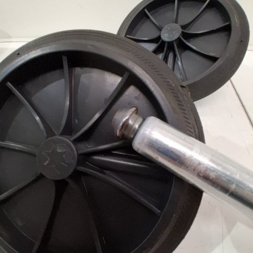 REPLACEMENT RUBBER GARBAGE TRASH CAN PULLEY WHEELS WITH HOLLOW SHAFT - UNIVERSAL FIT - BLACK image 3