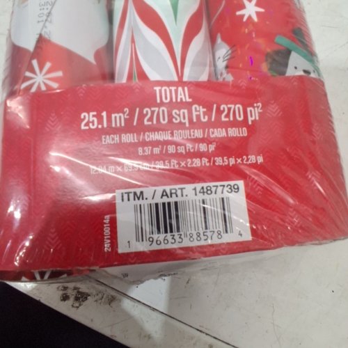 3PC KIRKLAND HOLIDAY GIFT WRAPING PAPER - 270 SQ. FT - RED MULTICOLOR (ITEM: 1487739) image 2