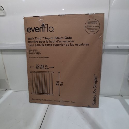 EVENFLO WALK-THRU TOP OF STAIRS EXTRA WIDE BABY AND PET GATE - 32" X 30" - 48" - FARMHOUSE/ DARK BROWN (MODEL : 1051610) image 5