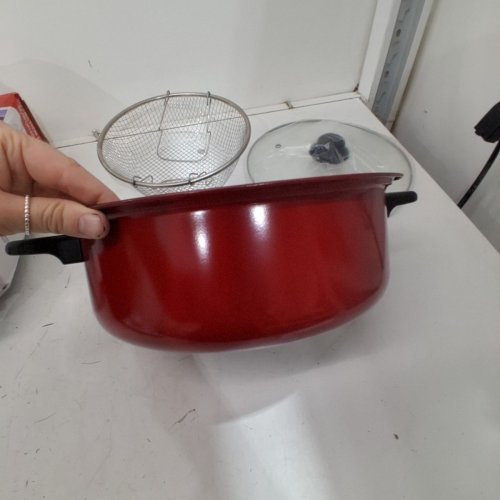 3PC STEAMER COOKER FRYER SET - RED image 3