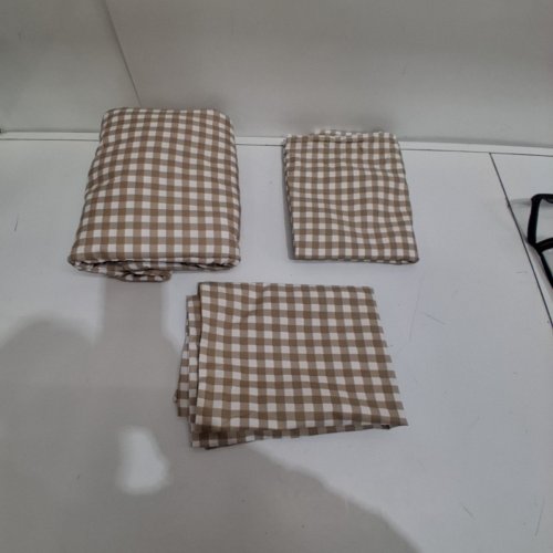 3PC NAYOROOM BOHO PLAID BEDDING SET - QUEEN - BEIGE / WHITE image 2