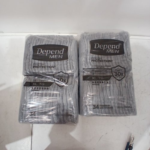 68PK MEN'S DEPEND FRESH PROTECTION INCONTINENCE UNDERWEAR - MAXIMUM ABSORBENCY - XL - GREY (MODEL: 54204) image 2