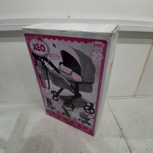 KIDS BAYER XEO DOLLS PRAM/STROLLER WITH BAG, ADJUSTABLE/REVERSIBLE HANDLE - DOLLS UP TO 18" - GREY/PINK (MODEL: 17033AA) image 4