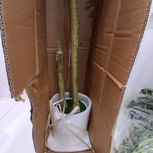 ARTIFICIAL DOUBLE-POLE OLIVE TREE IN POT - 6FT - WHITE image 4