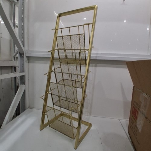 METAL MAGAZINE STANDING RACK - 37.4"X14.4"X14.6" - GOLD (MODEL: 86929-DS) image 2