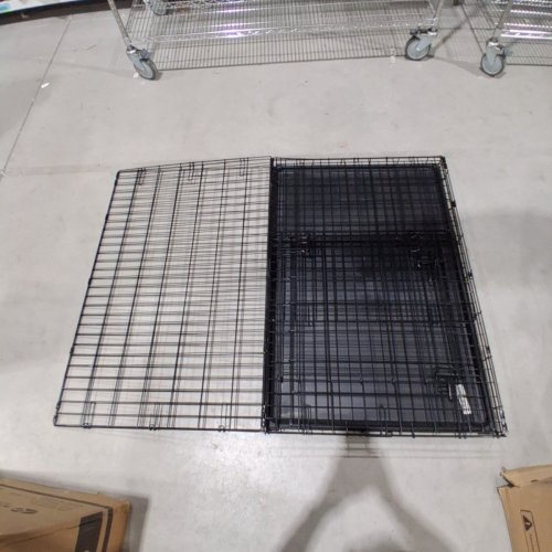 NEW WORLD PET PRODUCTS DOUBLE DOOR FOLDING METAL DOG CRATE WITH LEAK-PROOF PLASTIC TRAY - 42"L X 28"W X 30"H - BLACK (MODEL: B42DD) image 2