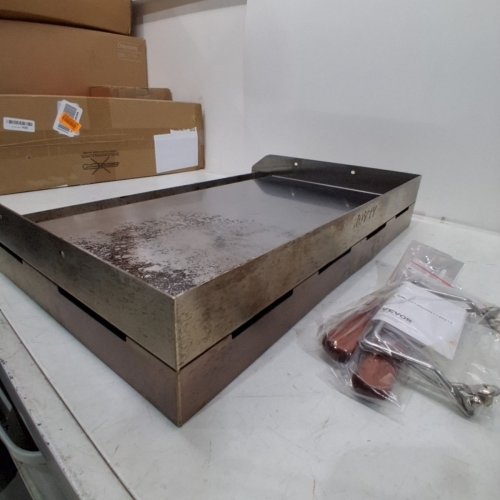 STOVE TOP GRIDDLE WITH HANDLES AND OIL GROOVE - 25" X 16" - STAINLESS STEEL image 5