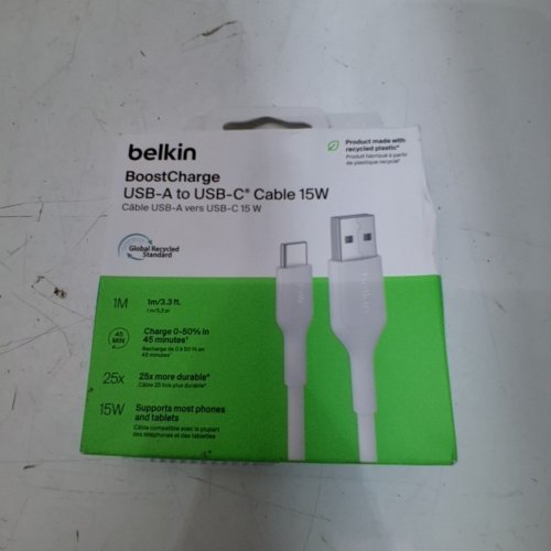 BELKIN USB-A TO USB-C CABLE - 3.3FEET- WHITE image 3