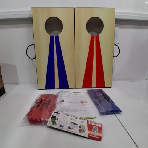 GOSPORTS PORTABLE SIZE CORNHOLE GAME SET WITH 6 BEAN BAG - 2FT X 1FT - WOOD/BLUE/RED (MODEL : CH-03-MDF-WOOD) image 2