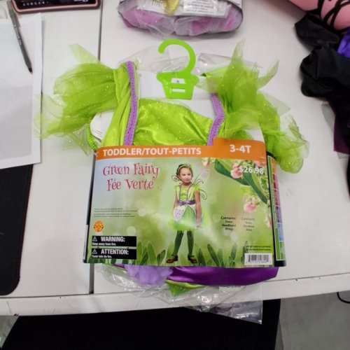 3PC TODDLER GREEN FAIRY COSTUME - 3-4T - GREEN AND PURPLE (DRESS , HEADBAND, WINGS) image 2