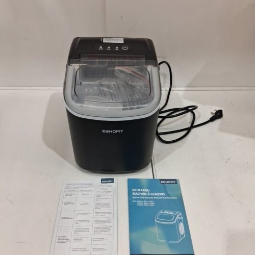 EUHOMY COUNTERTOP ICE MAKER MACHINE WITH HANDLE, BASKET AND SCOOP - MAKES 26LB/DAY - BLACK (MODEL: IM001-BBL-CAEH) image 3