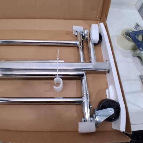 SONGMICS CLOTHES RACK, GARMENT RACK WITH EXTENDABLE HANGING RAIL, HOLDS UP TO 198LBS - SILVER (MODEL: HSR13S) image 3