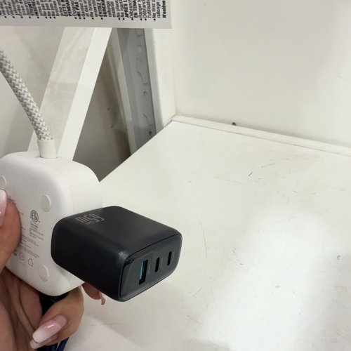 2PC MINLU FAST-CHARGING 3 PORT USB WALL CHARGER & CABLE - 65W -BLACK (MODEL: M01-CCA-FC65) image 2