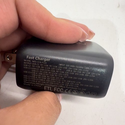 2PC MINLU FAST-CHARGING 3 PORT USB WALL CHARGER & CABLE - 65W -BLACK (MODEL: M01-CCA-FC65) image 3