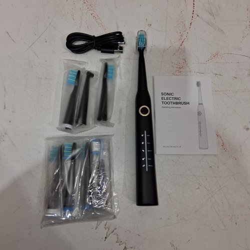 TEETHEORY SONIC ELECTRIC TOOTHBRUSH FOR ADULTS WITH 8 BRUSH HEADS, 5 CLEANING MODES, RECHARGEABLE - 40000 VPM - BLACK,/GOLD (MODEL: GE126) image 3