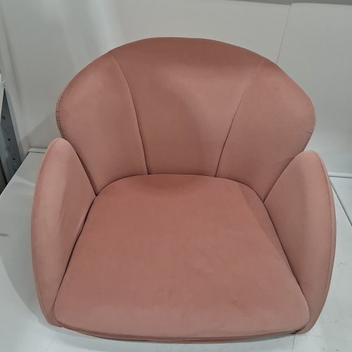 YAHEETECH VELVET FABRIC VANITY CHAIR WITH SHELL-SHAPED BACKREST - 300LB CAPACITY - 22.5" D X 22" W X 31" H - PINK (MODEL: image 2