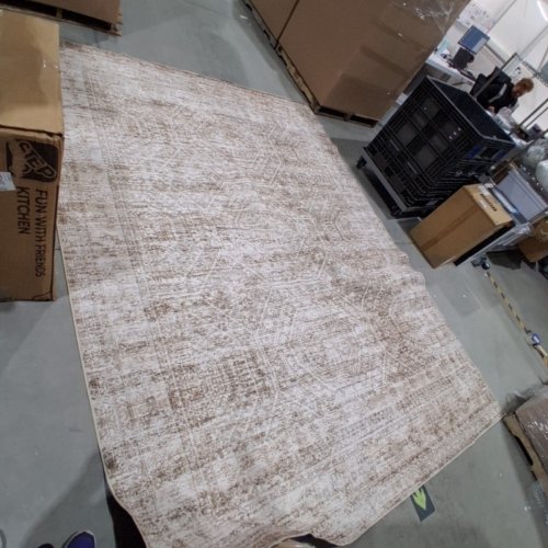VINTAGE BOHO AREA RUG - 12FT X 9FT - IVORY /BROWN image 3