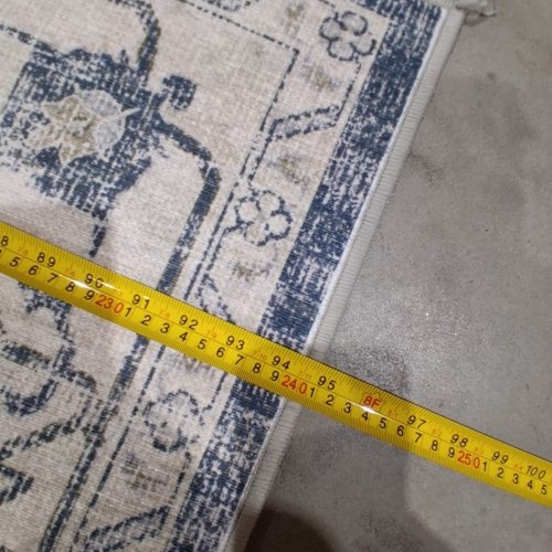 WASHABLE NON-SLIP VINTAGE AREA RUG - 8FT X 10FT - IVORY /BLUE image 4