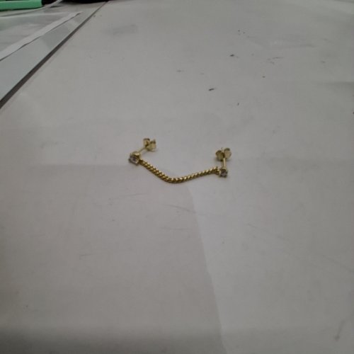 ADULTS CURB CHAIN DROP STUD EARRINGS -35 MM CHAIN LENGTH - GOLD TONE image 2