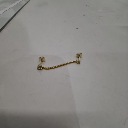 ADULTS CURB CHAIN DROP STUD EARRINGS -35 MM CHAIN LENGTH - GOLD TONE image 3