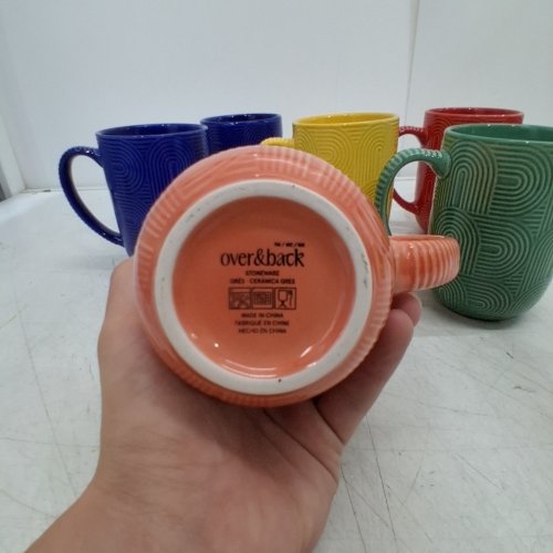 6PC OVER & BACK ARCH STONEWARE MUGS - 480ML - ASSORTED COLORS image 2