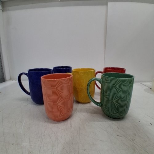 6PC OVER & BACK ARCH STONEWARE MUGS - 480ML - ASSORTED COLORS image 3