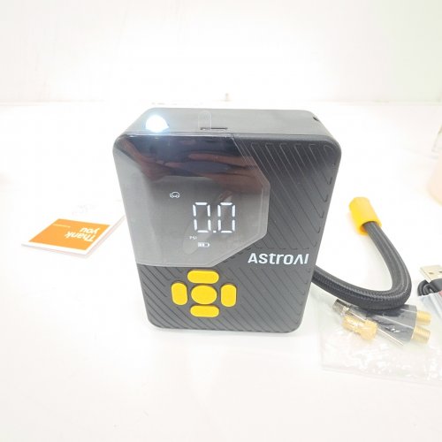 ASTROAI L7 MINI TIRE INFLATOR PORTABLE AIR COMPRESSOR - 150PSI, AIR PUMP WITH LED LIGHTS, PRESSURE GAUGE, AUTO SHUT-OFF - ORANGE (MODEL: AIRUN L7MINI) image 2