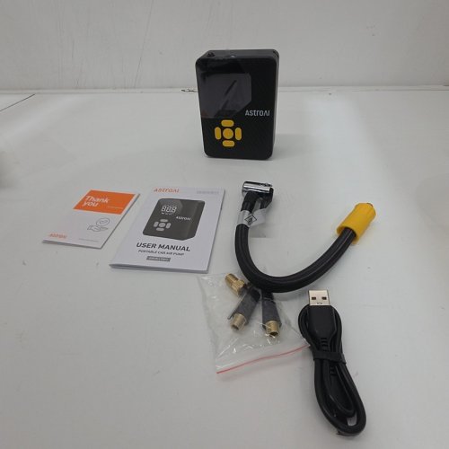 ASTROAI L7 MINI TIRE INFLATOR PORTABLE AIR COMPRESSOR - 150PSI, AIR PUMP WITH LED LIGHTS, PRESSURE GAUGE, AUTO SHUT-OFF - ORANGE (MODEL: AIRUN L7MINI) image 3