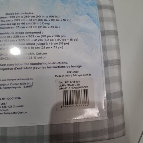 6PC SLUMBERCHILL COOLING SHEET SET - QUEEN - GREY /BLUE/ WHITE PLAID (STYLE : 1796336) image 2