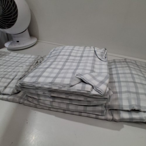 6PC SLUMBERCHILL COOLING SHEET SET - QUEEN - GREY /BLUE/ WHITE PLAID (STYLE : 1796336) image 4