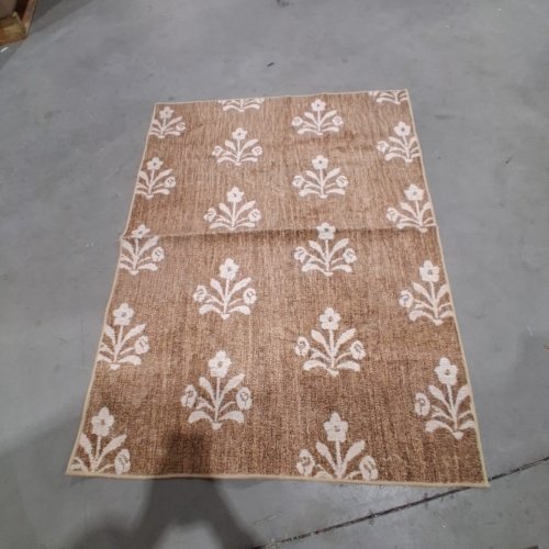 LINNOME OUTDOOR RUG BOHO FLORAL PATTERN WEATHER RESISTANT - 4FTX3FT - BEIGE image 2