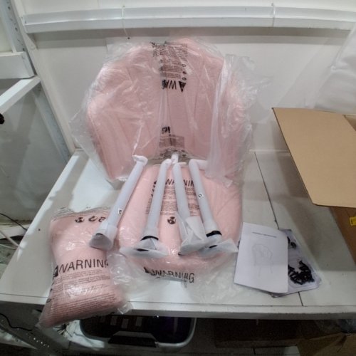 HOMKDOM SHERPA VANITY CHAIR WITH PETAL BACK - 300 LBS CAPACITY - PINK image 2