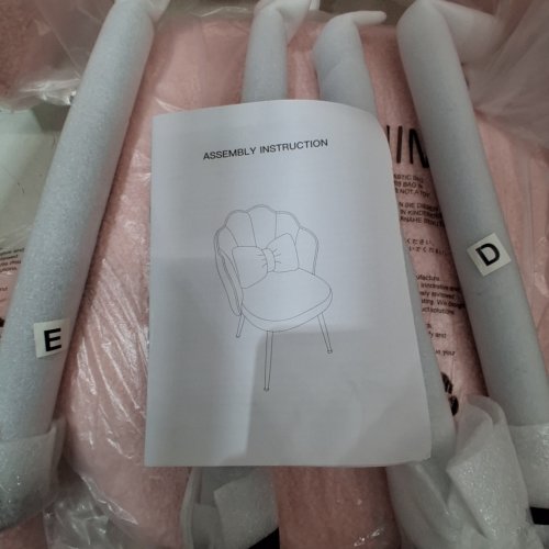 HOMKDOM SHERPA VANITY CHAIR WITH PETAL BACK - 300 LBS CAPACITY - PINK image 4