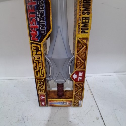 MASTERS OF THE UNIVERSE HE-MAN POWERS OF GRAYSKULL SWORD WITH LIGHTS DIALOGUE SOUNDS & VIBRATION - 27" - GREY (MODEL:JKJ17) image 4