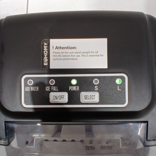 EUHOMY COUNTERTOP ICE MAKER MACHINE WITH HANDLE, BASKET AND SCOOP - MAKES 26LBS PER DAY - BLACK (MODEL: IM030-BBL-CAEH) image 2