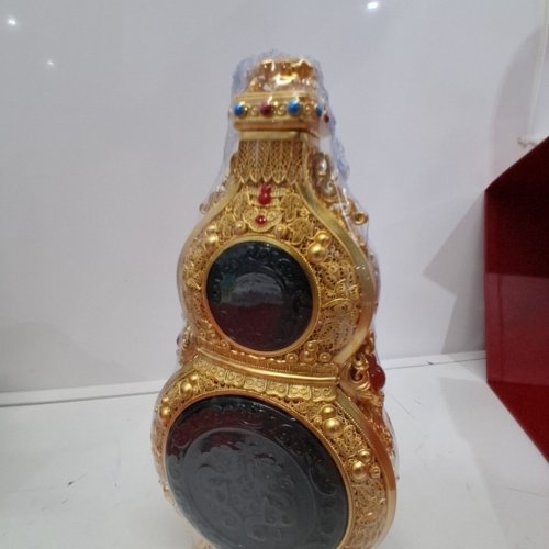 ART EXHIBITIONS CHINA ZBR COPPER ART GOURD-SHAPED DECORATIVE SCULPTURE - CRAFTED GOLDEN SILK INLAYS, JADE CARVED DRAGONS image 5