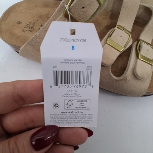 WOMEN'S TIME AND TRU BUCKLE-STRAP SANDALS - 8 - BEIGE (STYLE: 29QUINCYY26) image 2