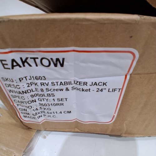 2PK PEAKTOW STABILIZING SCISSOR JACKS WITH HANDLE - 9000 LBS MAX/24" - BLACK (MODEL: PTJ1603) image 2