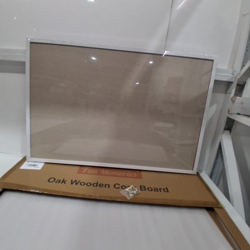 FUN MEMORIES WOODEN FRAMED CORK BOARD BULLETIN BOARD - 24" X 36" - WHITE (MODEL: RMB-OAK01) image 3