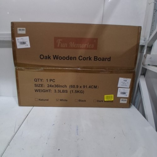 FUN MEMORIES WOODEN FRAMED CORK BOARD BULLETIN BOARD - 24" X 36" - WHITE (MODEL: RMB-OAK01) image 4