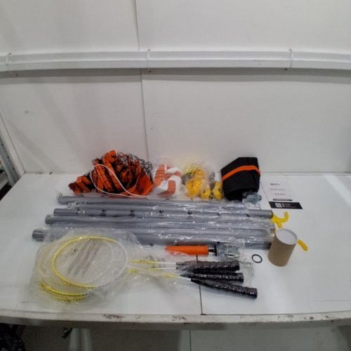 A11N OUTDOOR VOLLEYBALL AND BADMINTON GRAB AND GO NET COMBO SET WITH ADJUSTABLE HEIGHT - 22FT X 6-8FT- ORANGE - (MODEL : ANS-TN-3005) image 2
